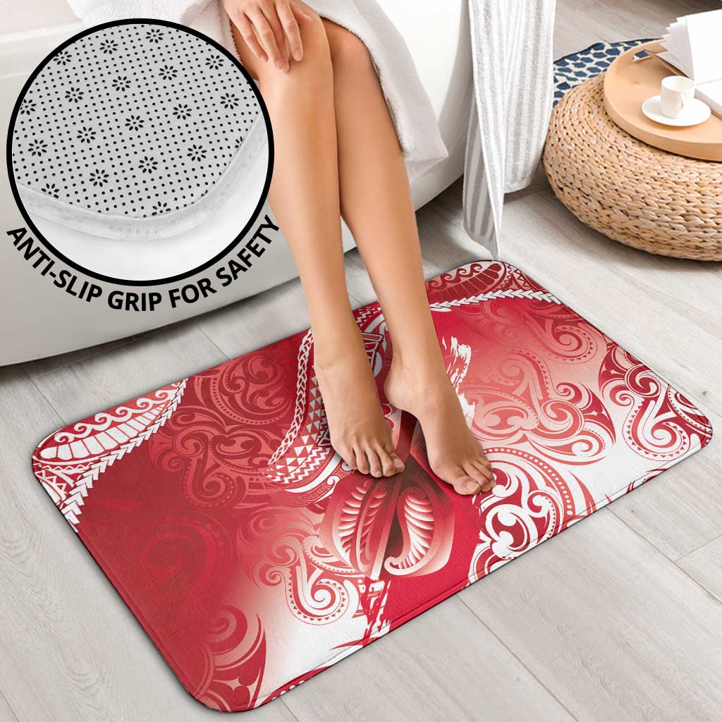 Personalised New Zealand Aotearoa Darts Masters Bathroom Set Maori Art Tattoo with Tribal Dart Symbol Red - Polynesian Pride