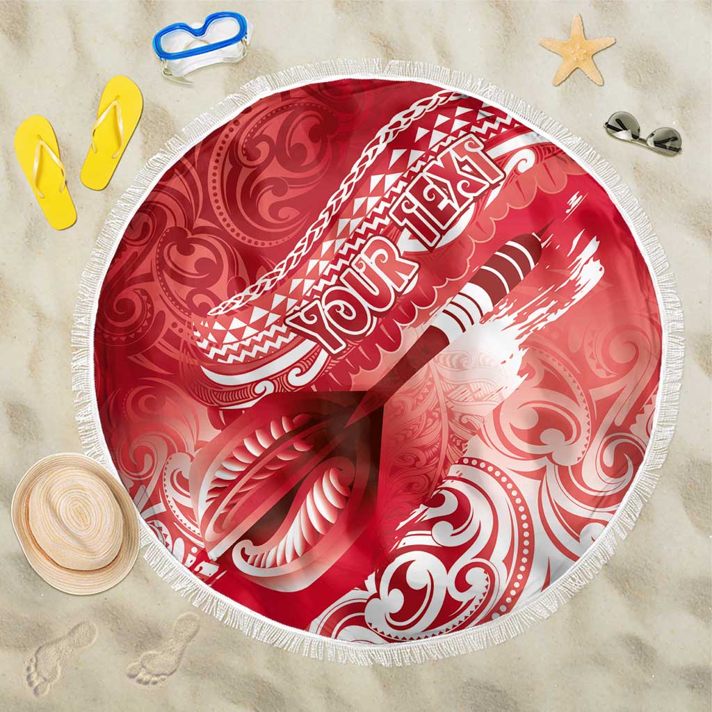 Personalised New Zealand Aotearoa Darts Masters Beach Blanket Maori Art Tattoo with Tribal Dart Symbol Red - Polynesian Pride