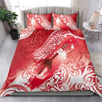 Personalised New Zealand Aotearoa Darts Masters Bedding Set Maori Art Tattoo with Tribal Dart Symbol Red - Polynesian Pride