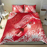 Personalised New Zealand Aotearoa Darts Masters Bedding Set Maori Art Tattoo with Tribal Dart Symbol Red - Polynesian Pride