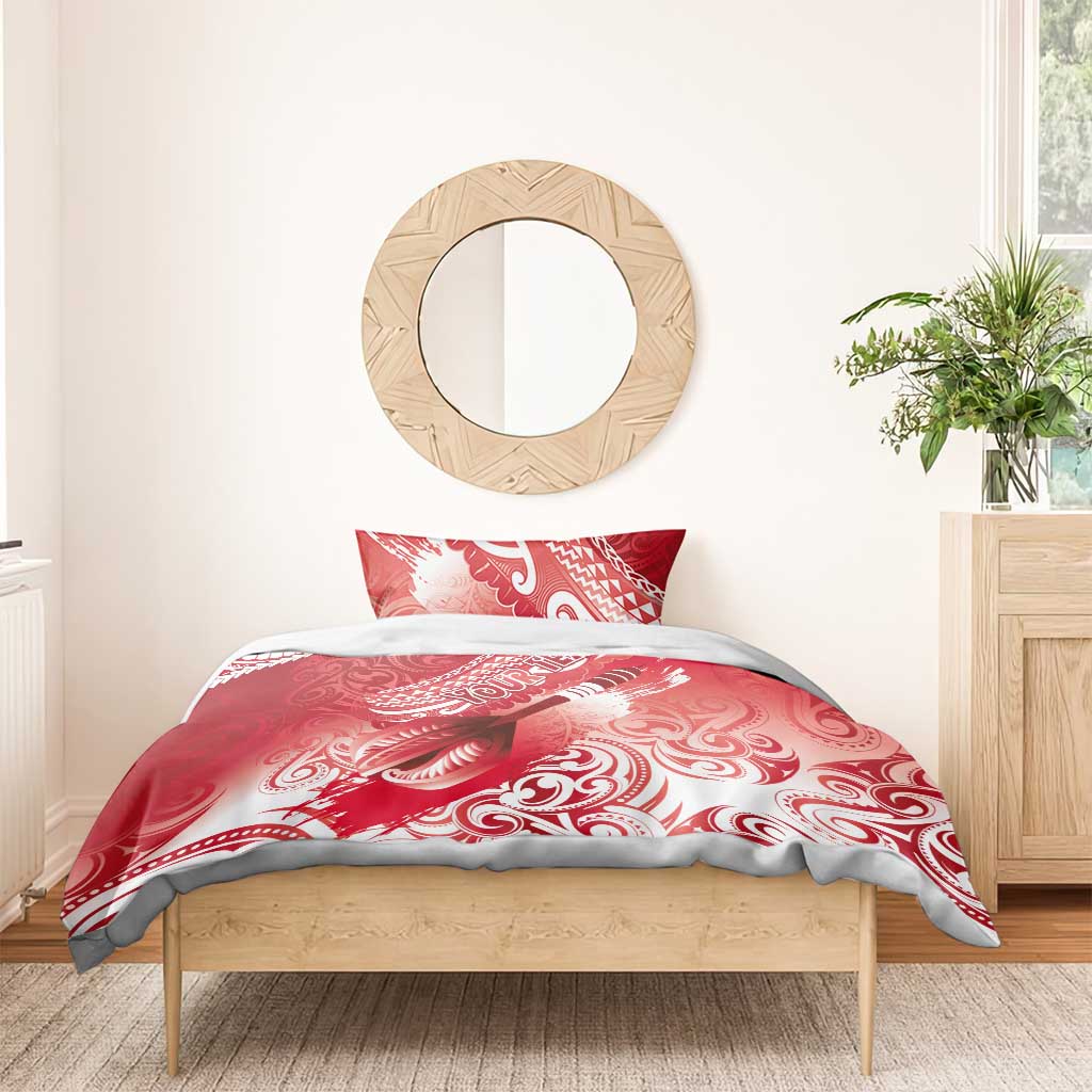 Personalised New Zealand Aotearoa Darts Masters Bedding Set Maori Art Tattoo with Tribal Dart Symbol Red - Polynesian Pride