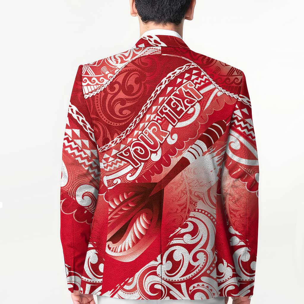 Personalised New Zealand Aotearoa Darts Masters Blazer Maori Art Tattoo with Tribal Dart Symbol Red - Polynesian Pride