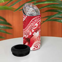 Personalised New Zealand Aotearoa Darts Masters 4 in 1 Can Cooler Tumbler Maori Art Tattoo with Tribal Dart Symbol Red - Polynesian Pride