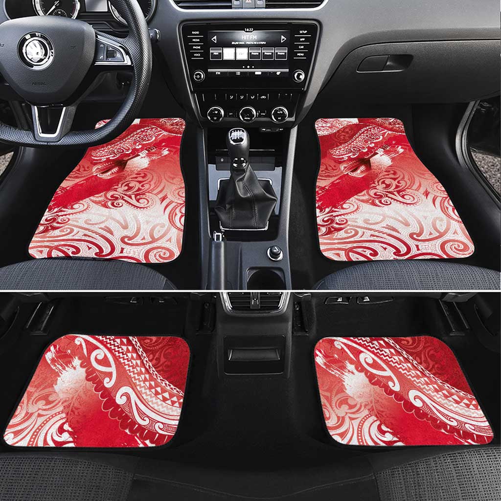 Personalised New Zealand Aotearoa Darts Masters Car Mats Maori Art Tattoo with Tribal Dart Symbol Red - Polynesian Pride