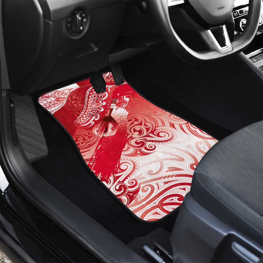 Personalised New Zealand Aotearoa Darts Masters Car Mats Maori Art Tattoo with Tribal Dart Symbol Red - Polynesian Pride