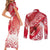 Personalised New Zealand Aotearoa Darts Masters Couples Matching Short Sleeve Bodycon Dress and Long Sleeve Button Shirt Maori Art Tattoo with Tribal Dart Symbol Red - Polynesian Pride