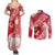 Personalised New Zealand Aotearoa Darts Masters Couples Matching Summer Maxi Dress and Long Sleeve Button Shirt Maori Art Tattoo with Tribal Dart Symbol Red - Polynesian Pride