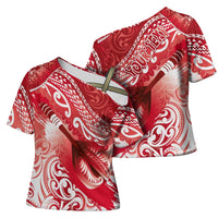 Personalised New Zealand Aotearoa Darts Masters Cross Shoulder Shirt Maori Art Tattoo with Tribal Dart Symbol Red - Polynesian Pride