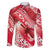 Personalised New Zealand Aotearoa Darts Masters Family Matching Off The Shoulder Long Sleeve Dress and Hawaiian Shirt Maori Art Tattoo with Tribal Dart Symbol Red - Polynesian Pride