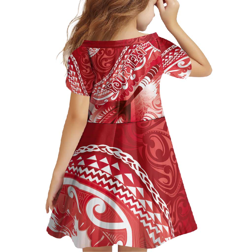 Personalised New Zealand Aotearoa Darts Masters Family Matching Off Shoulder Maxi Dress and Hawaiian Shirt Maori Art Tattoo with Tribal Dart Symbol Red - Polynesian Pride