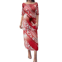 Personalised New Zealand Aotearoa Darts Masters Family Matching Puletasi and Hawaiian Shirt Maori Art Tattoo with Tribal Dart Symbol Red - Polynesian Pride