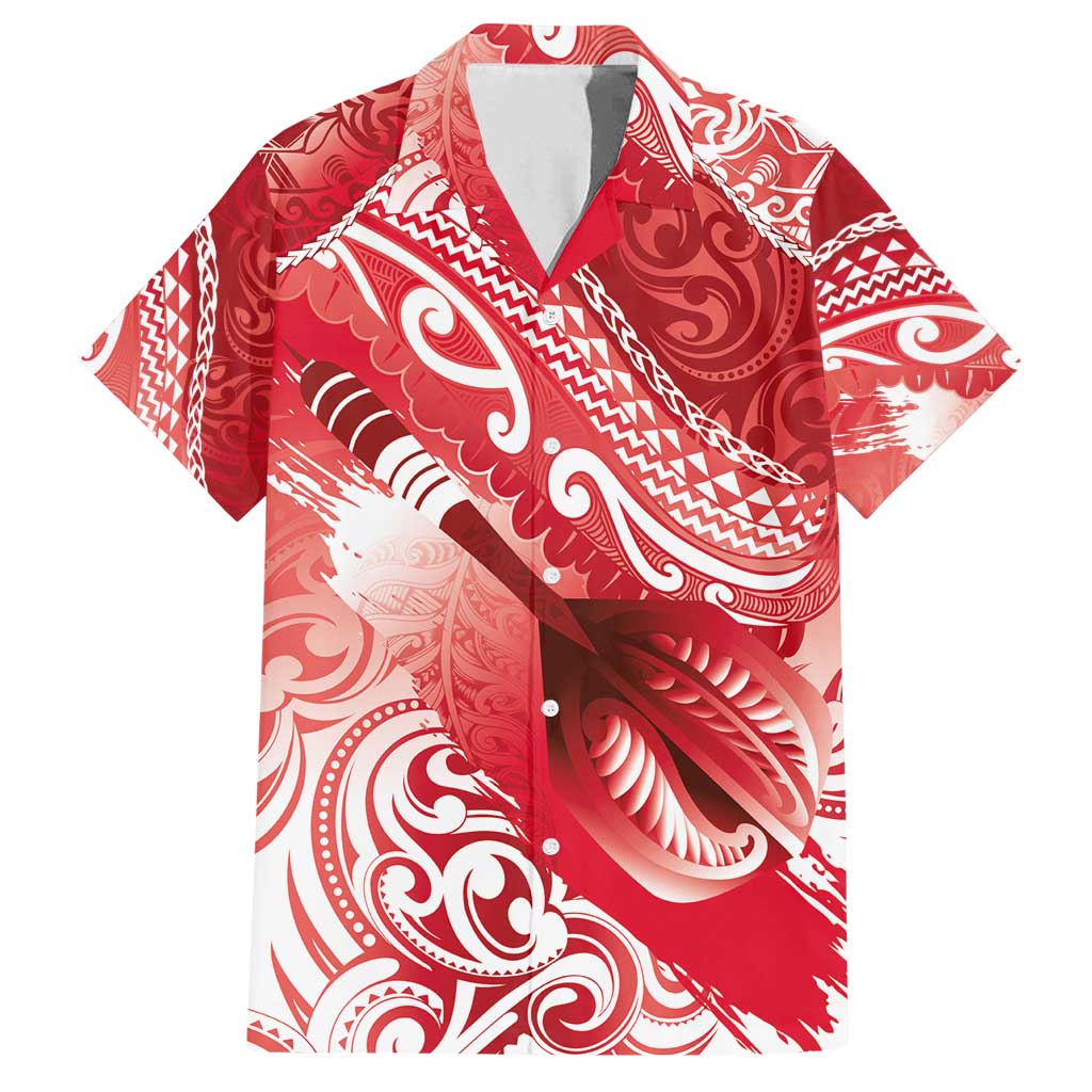 Personalised New Zealand Aotearoa Darts Masters Family Matching Tank Maxi Dress and Hawaiian Shirt Maori Art Tattoo with Tribal Dart Symbol Red - Polynesian Pride