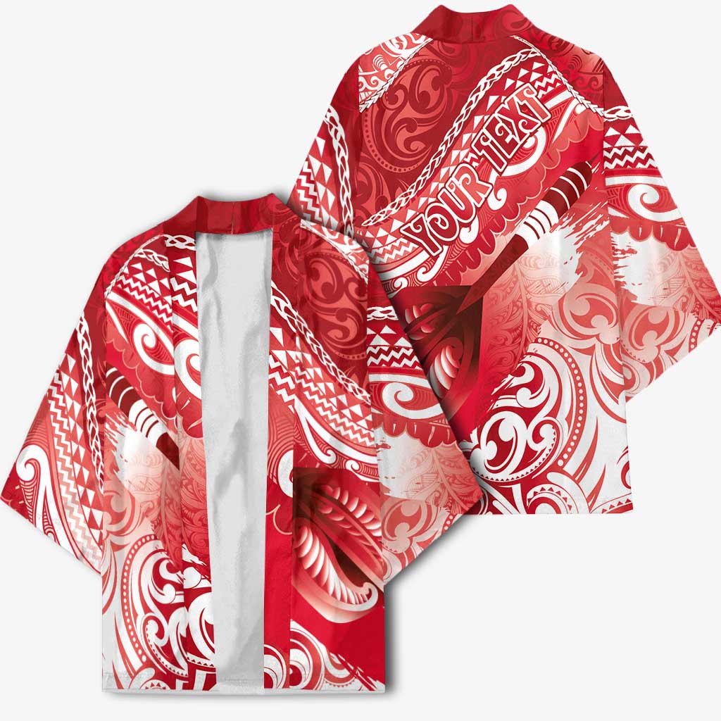 Personalised New Zealand Aotearoa Darts Masters Kimono Maori Art Tattoo with Tribal Dart Symbol Red - Polynesian Pride