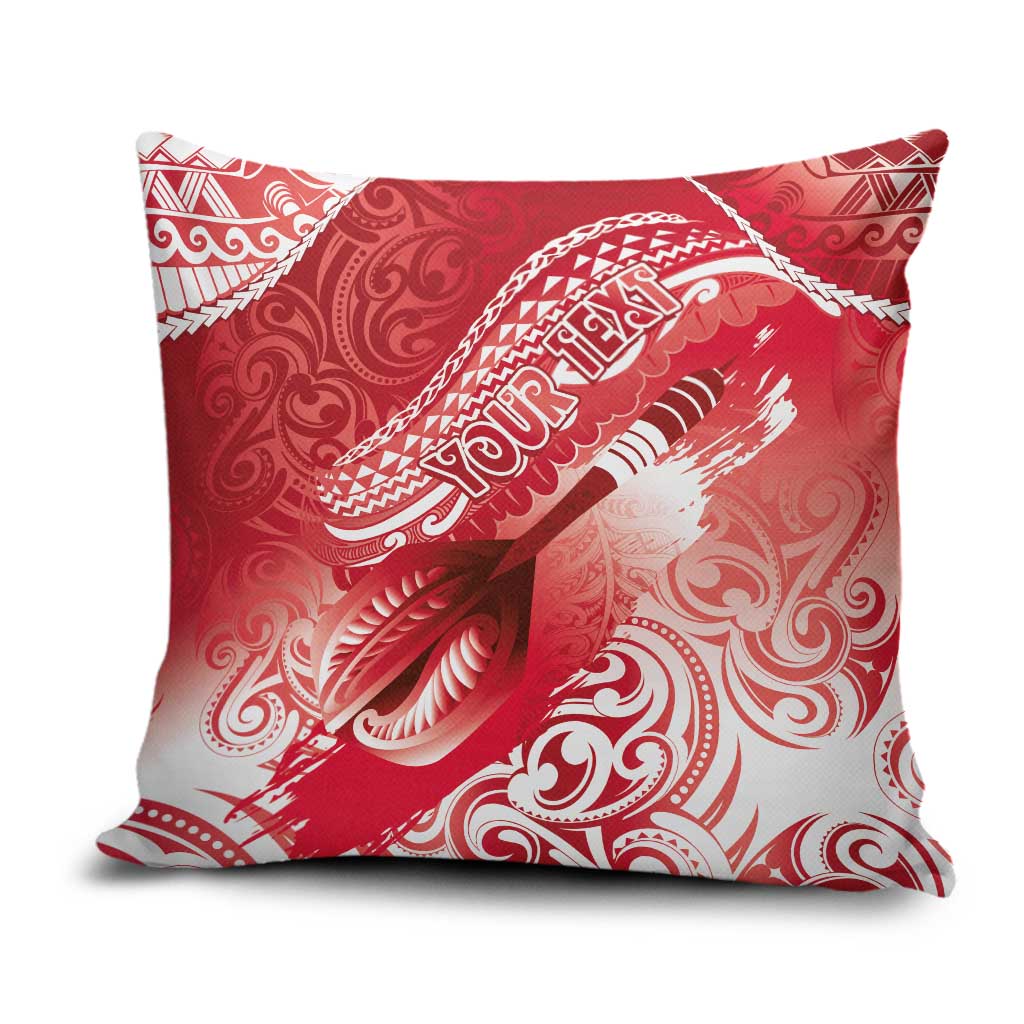 Personalised New Zealand Aotearoa Darts Masters Pillow Cover Maori Art Tattoo with Tribal Dart Symbol Red - Polynesian Pride