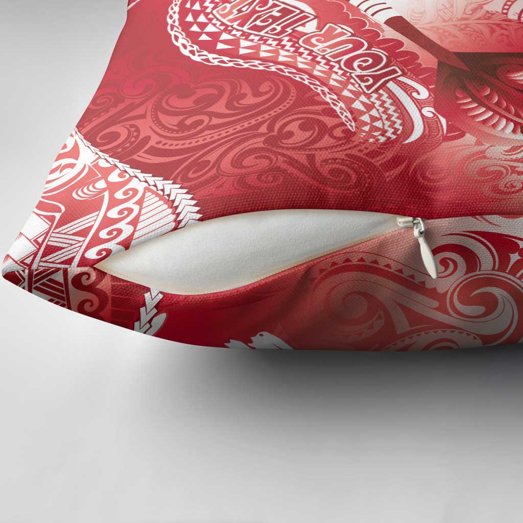 Personalised New Zealand Aotearoa Darts Masters Pillow Cover Maori Art Tattoo with Tribal Dart Symbol Red - Polynesian Pride