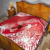 Personalised New Zealand Aotearoa Darts Masters Quilt Maori Art Tattoo with Tribal Dart Symbol Red - Polynesian Pride