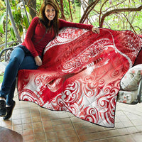 Personalised New Zealand Aotearoa Darts Masters Quilt Maori Art Tattoo with Tribal Dart Symbol Red - Polynesian Pride