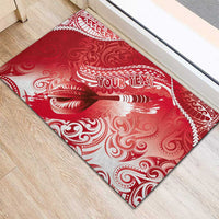 Personalised New Zealand Aotearoa Darts Masters Rubber Doormat Maori Art Tattoo with Tribal Dart Symbol Red - Polynesian Pride