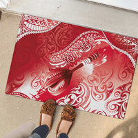 Personalised New Zealand Aotearoa Darts Masters Rubber Doormat Maori Art Tattoo with Tribal Dart Symbol Red - Polynesian Pride