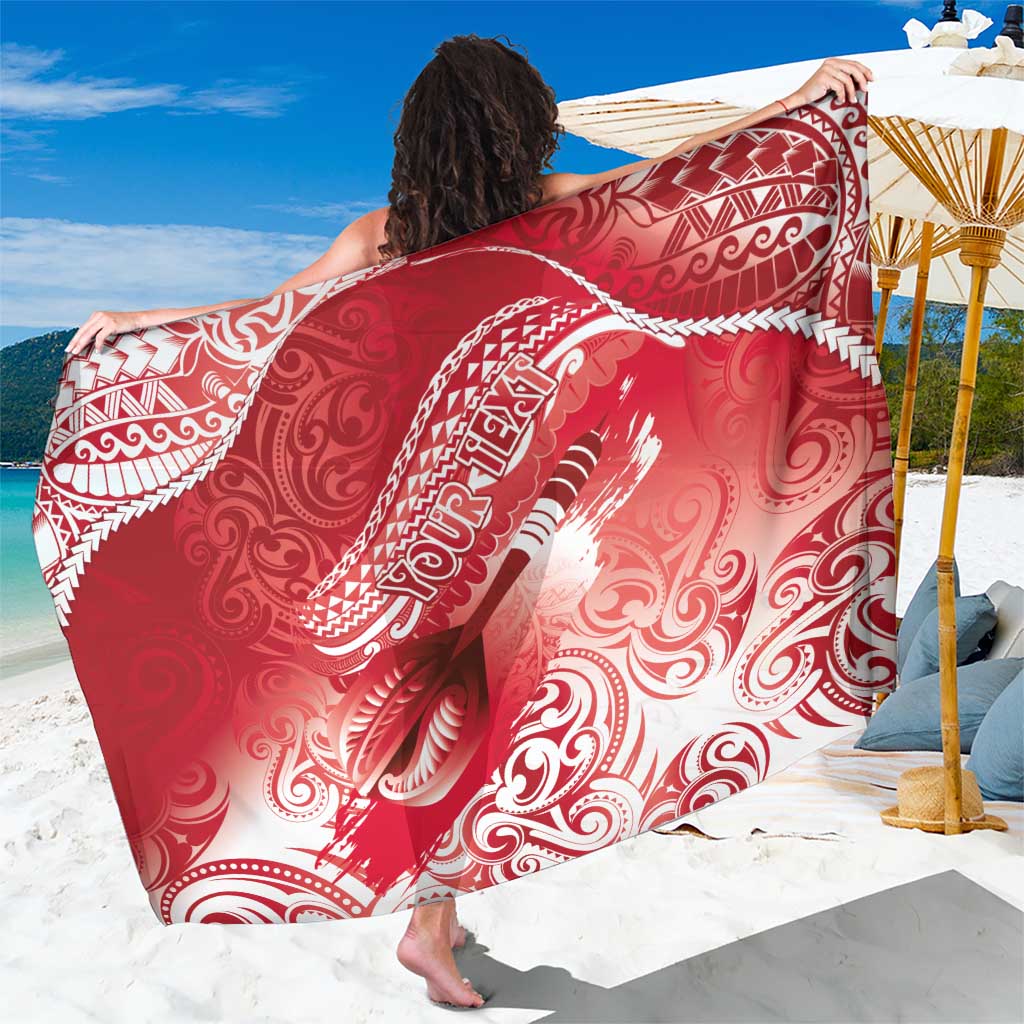 Personalised New Zealand Aotearoa Darts Masters Sarong Maori Art Tattoo with Tribal Dart Symbol Red - Polynesian Pride