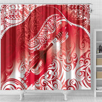Personalised New Zealand Aotearoa Darts Masters Shower Curtain Maori Art Tattoo with Tribal Dart Symbol Red - Polynesian Pride