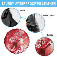 Personalised New Zealand Aotearoa Darts Masters Spare Tire Cover Maori Art Tattoo with Tribal Dart Symbol Red - Polynesian Pride