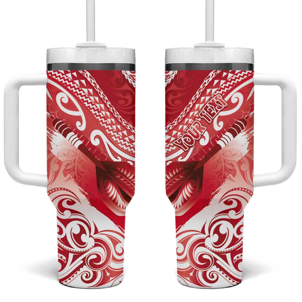 Personalised New Zealand Aotearoa Darts Masters Tumbler With Handle Maori Art Tattoo with Tribal Dart Symbol Red - Polynesian Pride