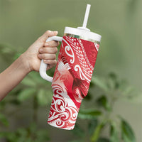 Personalised New Zealand Aotearoa Darts Masters Tumbler With Handle Maori Art Tattoo with Tribal Dart Symbol Red - Polynesian Pride