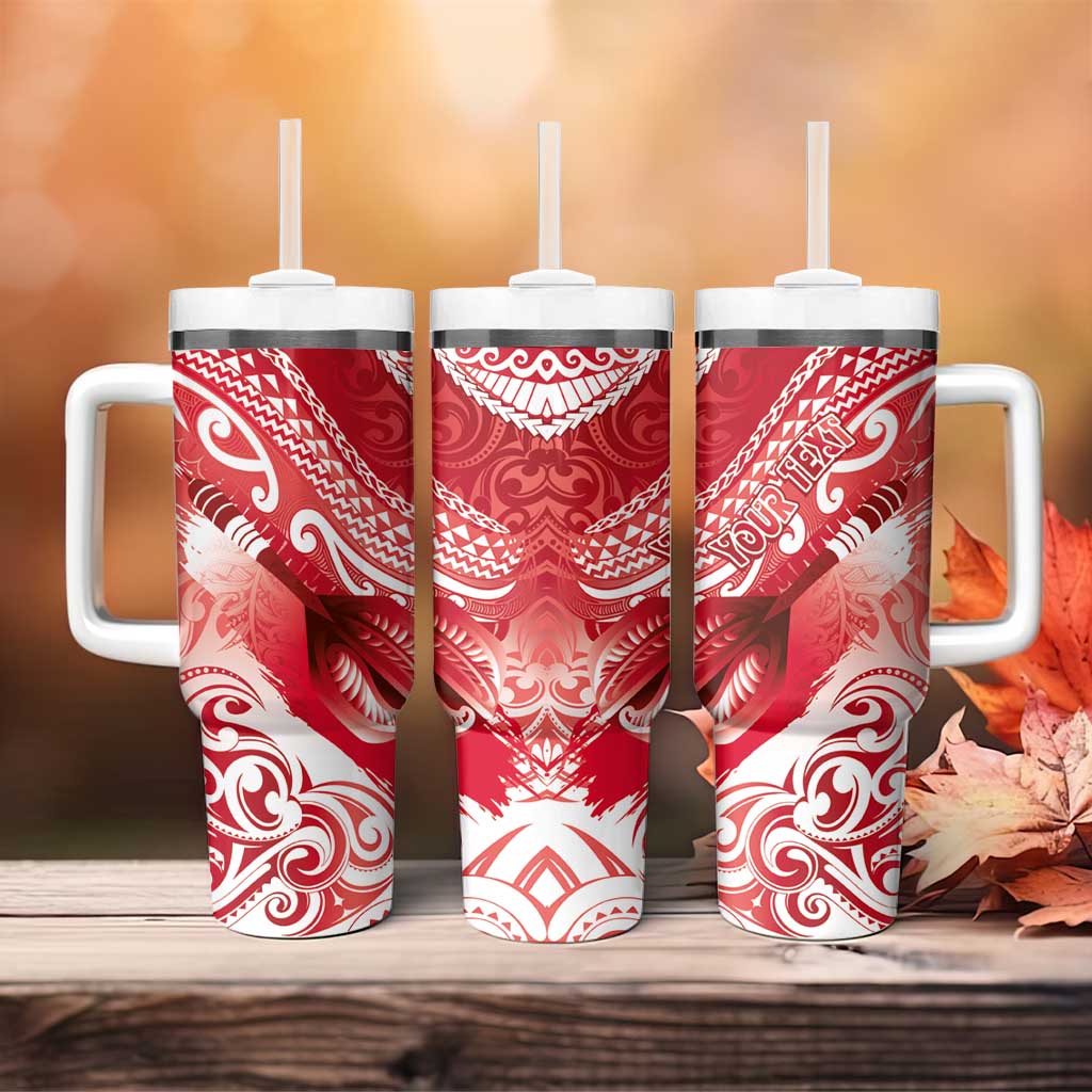 Personalised New Zealand Aotearoa Darts Masters Tumbler With Handle Maori Art Tattoo with Tribal Dart Symbol Red - Polynesian Pride