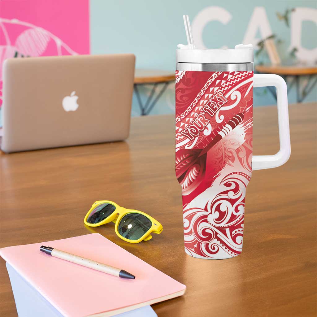 Personalised New Zealand Aotearoa Darts Masters Tumbler With Handle Maori Art Tattoo with Tribal Dart Symbol Red - Polynesian Pride