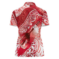 Personalised New Zealand Aotearoa Darts Masters Women Polo Shirt Maori Art Tattoo with Tribal Dart Symbol Red - Polynesian Pride