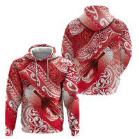 Personalised New Zealand Aotearoa Darts Masters Zip Hoodie Maori Art Tattoo with Tribal Dart Symbol Red - Polynesian Pride