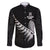 New Zealand World Cup 2023 Family Matching Puletasi Dress and Hawaiian Shirt Aotearoa Champion Rugby with Silver Fern Maori Ethnic Pattern LT03 Dad's Shirt - Long Sleeve Black - Polynesian Pride