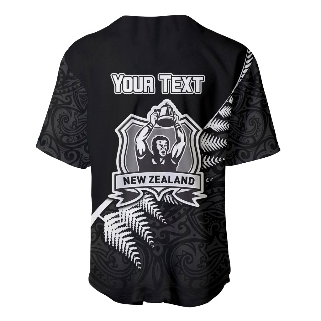 Custom New Zealand World Cup 2023 Baseball Jersey Aotearoa Champion Rugby with Silver Fern Maori Ethnic Pattern LT03 - Polynesian Pride