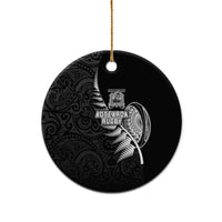 Custom New Zealand World Cup 2023 Ceramic Ornament Aotearoa Champion Rugby with Silver Fern Maori Ethnic Pattern LT03 - Polynesian Pride