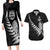 Custom New Zealand World Cup 2023 Couples Matching Long Sleeve Bodycon Dress and Hawaiian Shirt Aotearoa Champion Rugby with Silver Fern Maori Ethnic Pattern LT03 Black - Polynesian Pride