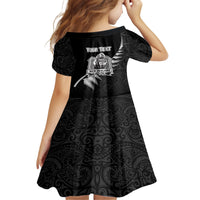 Custom New Zealand World Cup 2023 Family Matching Off Shoulder Long Sleeve Dress and Hawaiian Shirt Aotearoa Champion Rugby with Silver Fern Maori Ethnic Pattern LT03 - Polynesian Pride