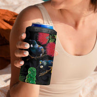 New Zealand Tui 4 in 1 Can Cooler Tumbler Guardians of the Hei Tiki - Maori Art and Plants