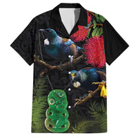 New Zealand Tui Family Matching Off The Shoulder Long Sleeve Dress and Hawaiian Shirt Guardians of the Hei Tiki - Maori Art and Plants