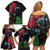 New Zealand Tui Family Matching Off Shoulder Short Dress and Hawaiian Shirt Guardians of the Hei Tiki - Maori Art and Plants