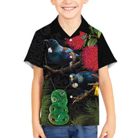 New Zealand Tui Family Matching Tank Maxi Dress and Hawaiian Shirt Guardians of the Hei Tiki - Maori Art and Plants