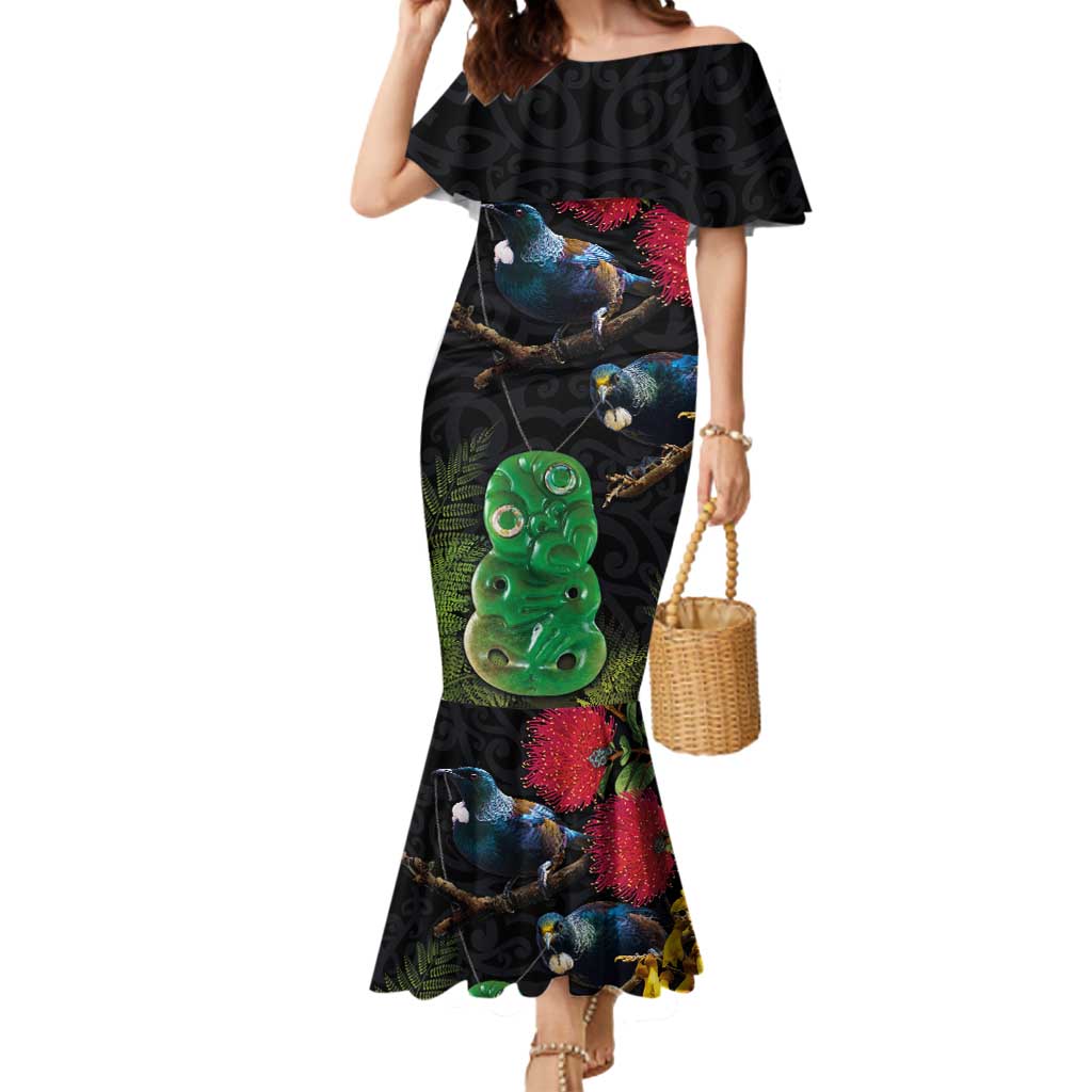 New Zealand Tui Mermaid Dress Guardians of the Hei Tiki - Maori Art and Plants