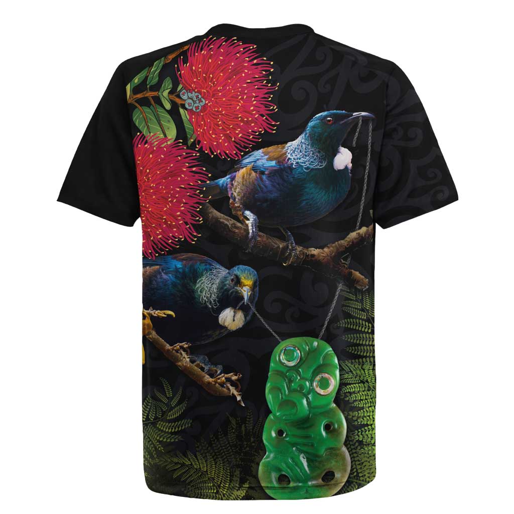 New Zealand Tui Rugby Jersey Guardians of the Hei Tiki - Maori Art and Plants