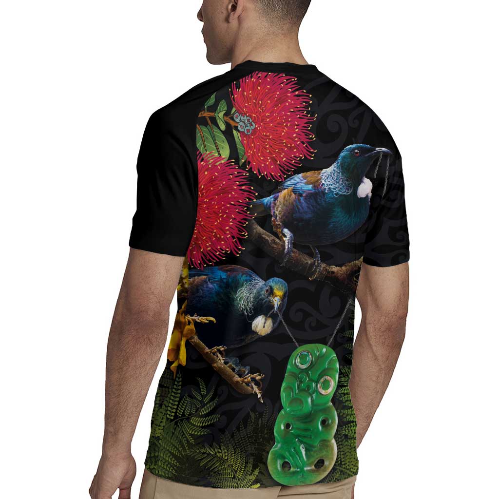 New Zealand Tui Rugby Jersey Guardians of the Hei Tiki - Maori Art and Plants