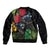 New Zealand Tui Sleeve Zip Bomber Jacket Guardians of the Hei Tiki - Maori Art and Plants