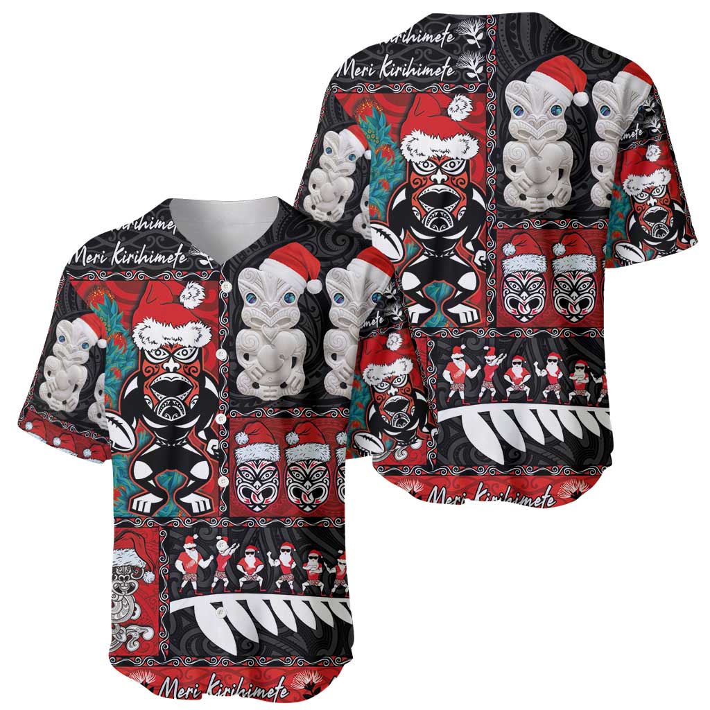 New Zealand Christmas Baseball Jersey Maori Christmas Spirit - Meri Kirihimete