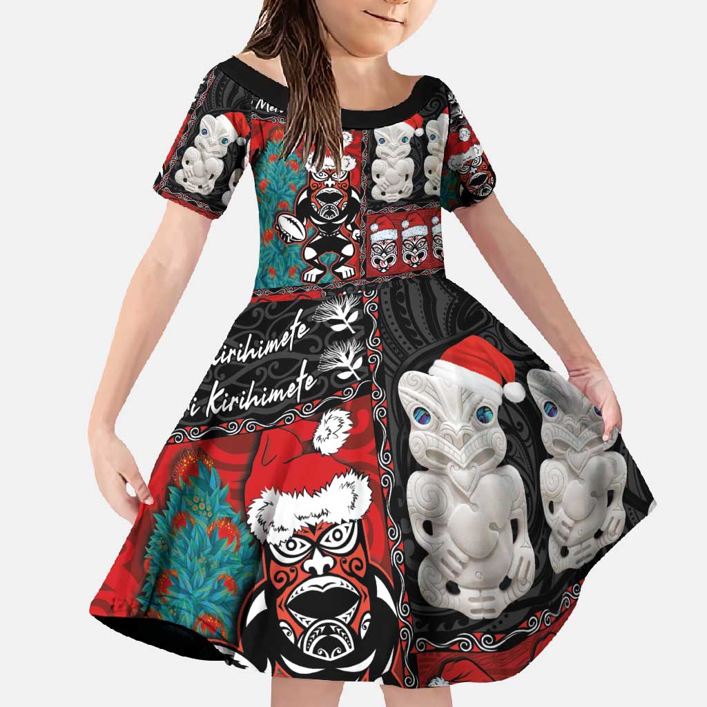 New Zealand Christmas Family Matching Mermaid Dress and Hawaiian Shirt Maori Christmas Spirit - Meri Kirihimete