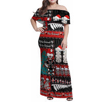 New Zealand Christmas Family Matching Off Shoulder Maxi Dress and Hawaiian Shirt Maori Christmas Spirit - Meri Kirihimete
