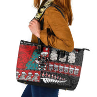 New Zealand Christmas Leather Tote Bag Maori Christmas Spirit - Meri Kirihimete