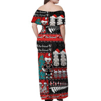 New Zealand Christmas Off Shoulder Maxi Dress Maori Christmas Spirit - Meri Kirihimete